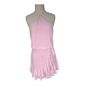 Revolve Krisa Asymmetrical Halter Thin Strap Ruched Mini Dress Size Small NWT